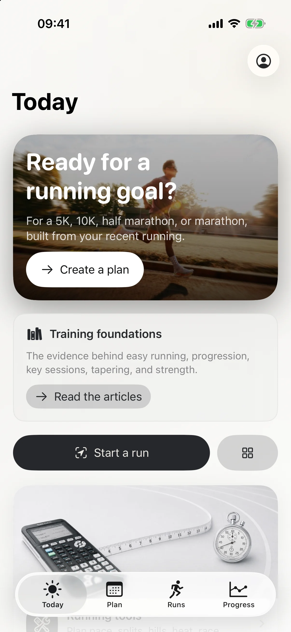 Exerzio Run welcoming a new runner to choose a goal and build training foundations