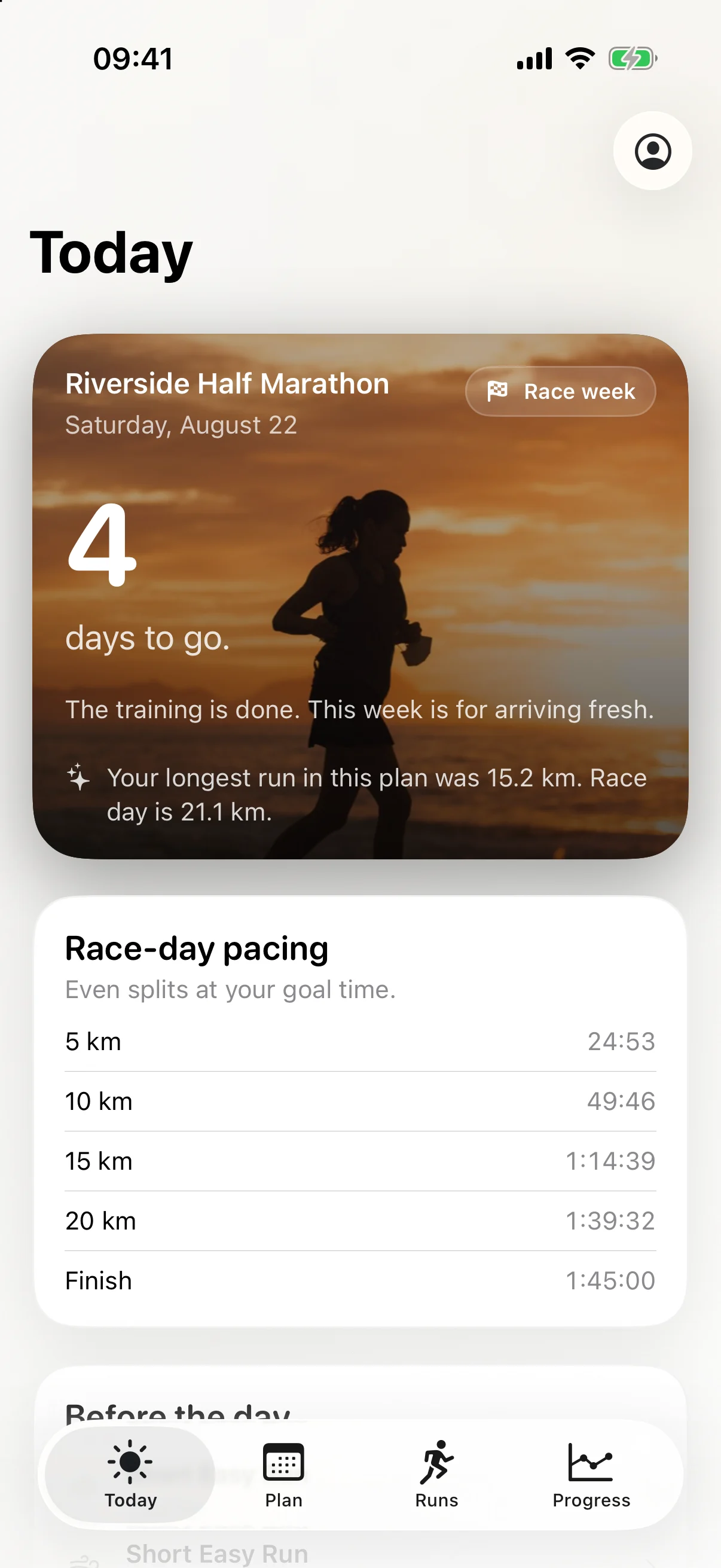 Today in Exerzio Run showing Riverside Half Marathon race week and race-day pacing